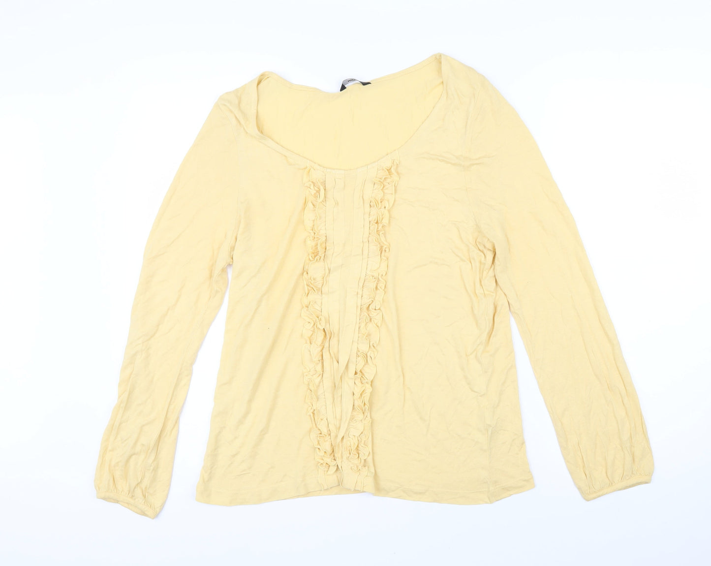 M&Co Womens Yellow Viscose Basic T-Shirt Size 16 Scoop Neck