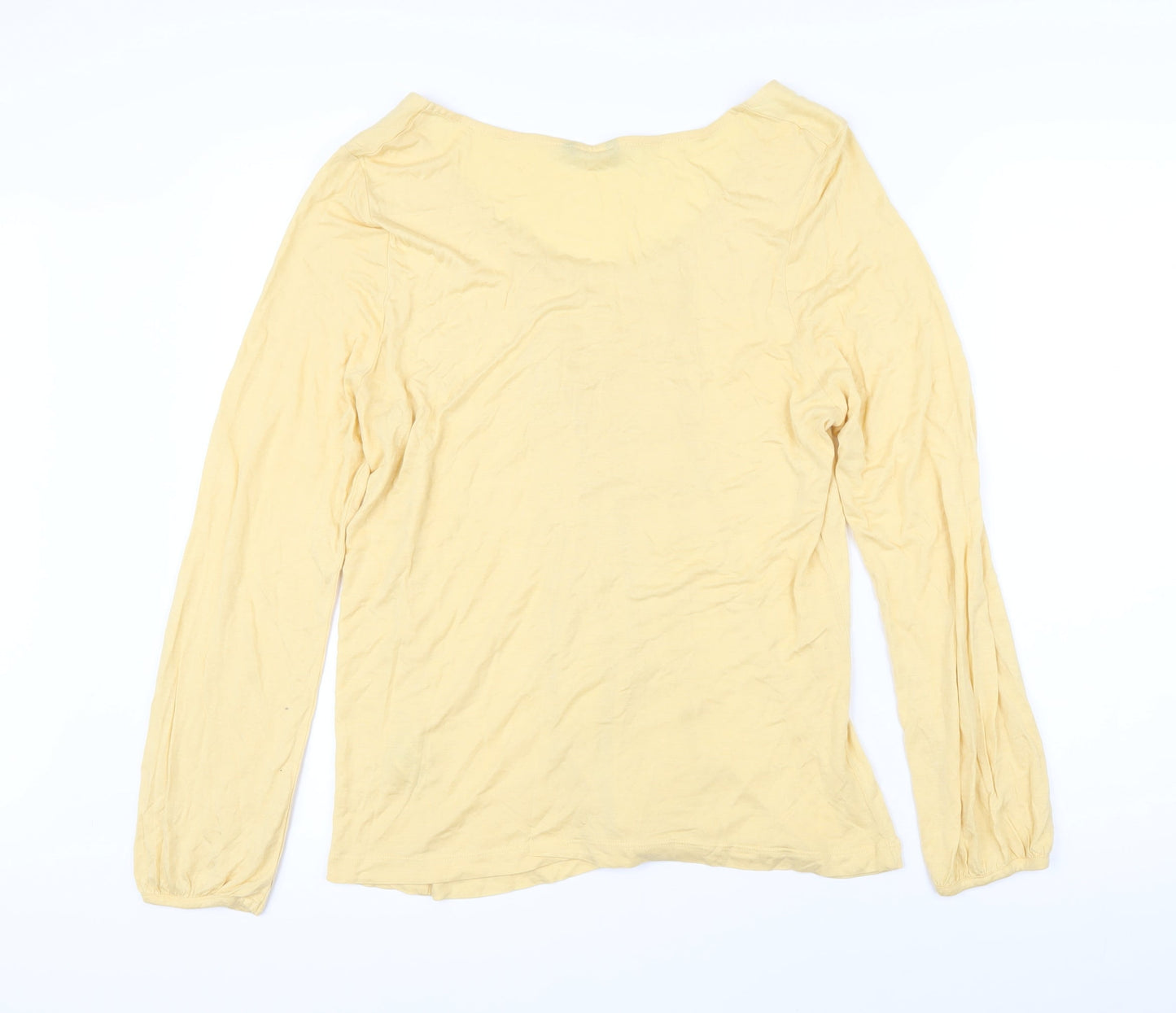 M&Co Womens Yellow Viscose Basic T-Shirt Size 16 Scoop Neck