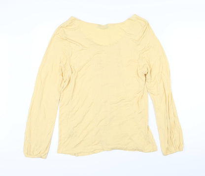 M&Co Womens Yellow Viscose Basic T-Shirt Size 16 Scoop Neck
