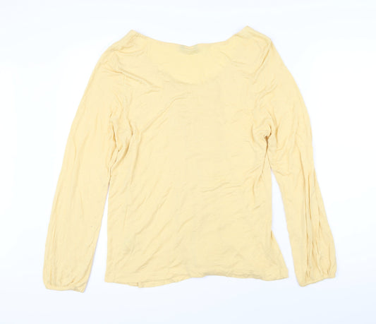 M&Co Womens Yellow Viscose Basic T-Shirt Size 16 Scoop Neck