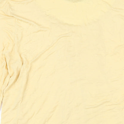 M&Co Womens Yellow Viscose Basic T-Shirt Size 16 Scoop Neck