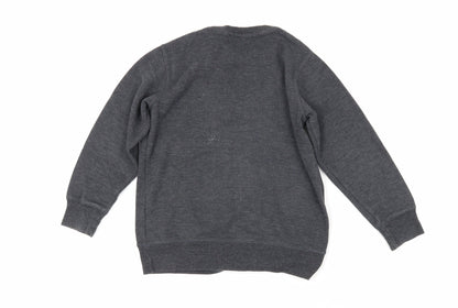 NEXT Boys Grey Acrylic Basic Casual Size 8 Years Round Neck Pullover