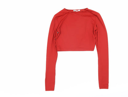 Womens UK Size M Zara Red Basic T-Shirt