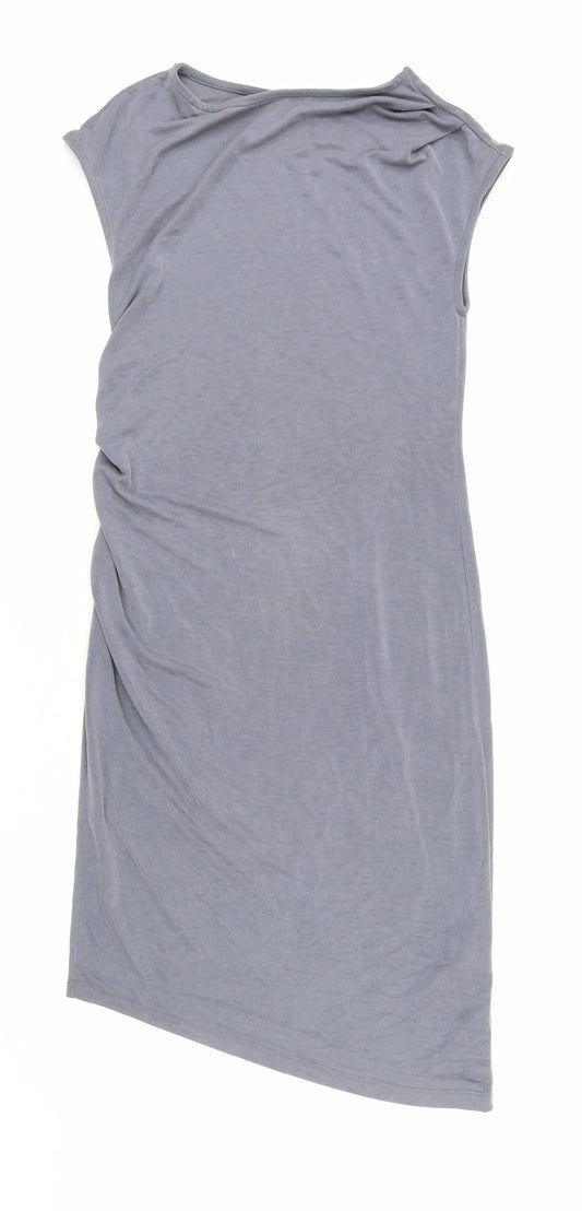 Topshop Womens Green Modal Pencil Dress Size 6 Boat Neck Pullover