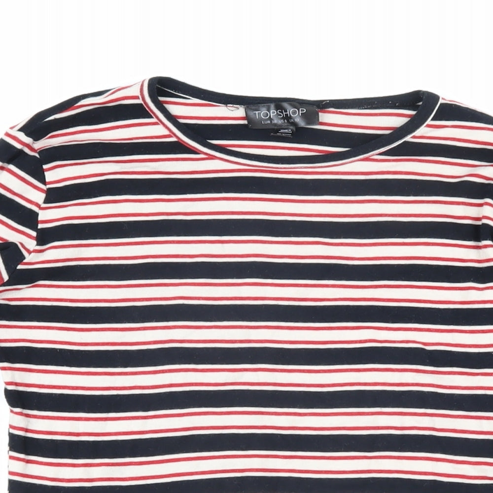 Womens UK Size 10 Topshop Multicoloured Basic T-Shirt