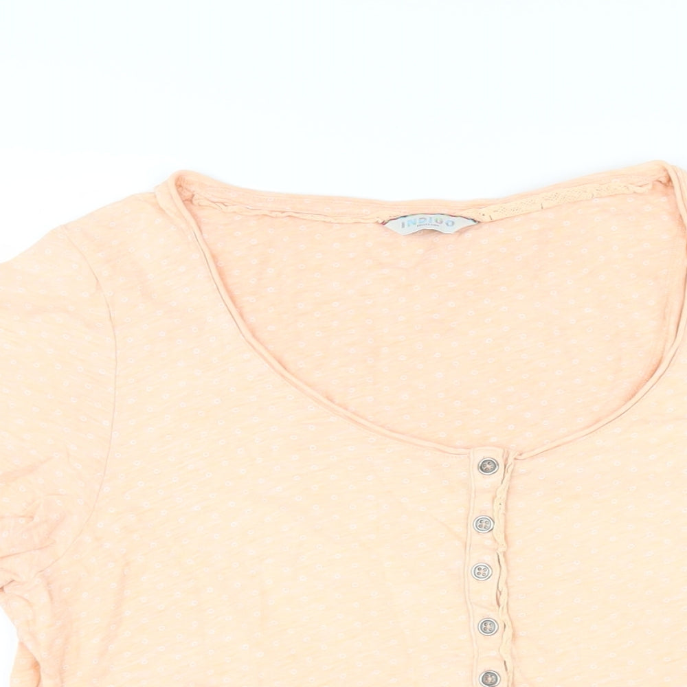 Womens UK Size 14 Indigo Orange Basic T-Shirt