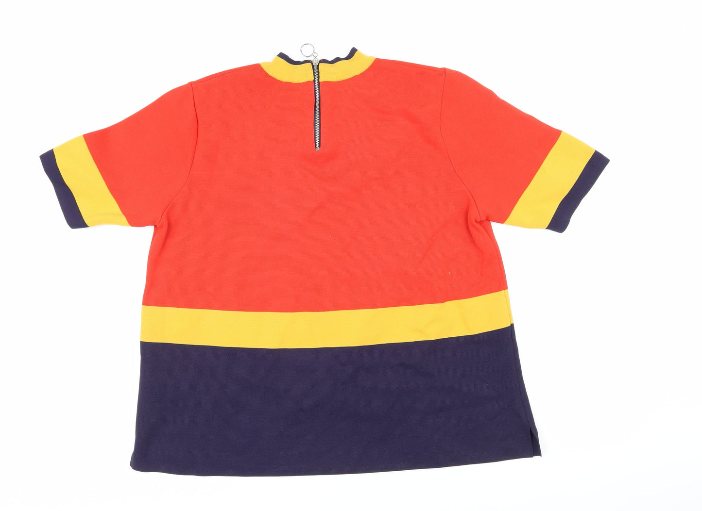 Marks and Spencer Womens Multicoloured Colourblock Polyimide Tunic T-Shirt Size 14 Round Neck
