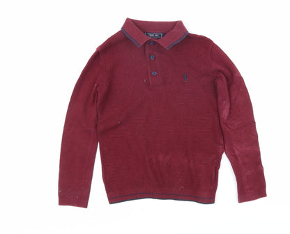 NEXT Boys Red 100% Cotton Basic Polo Size 5 Years Collared Button