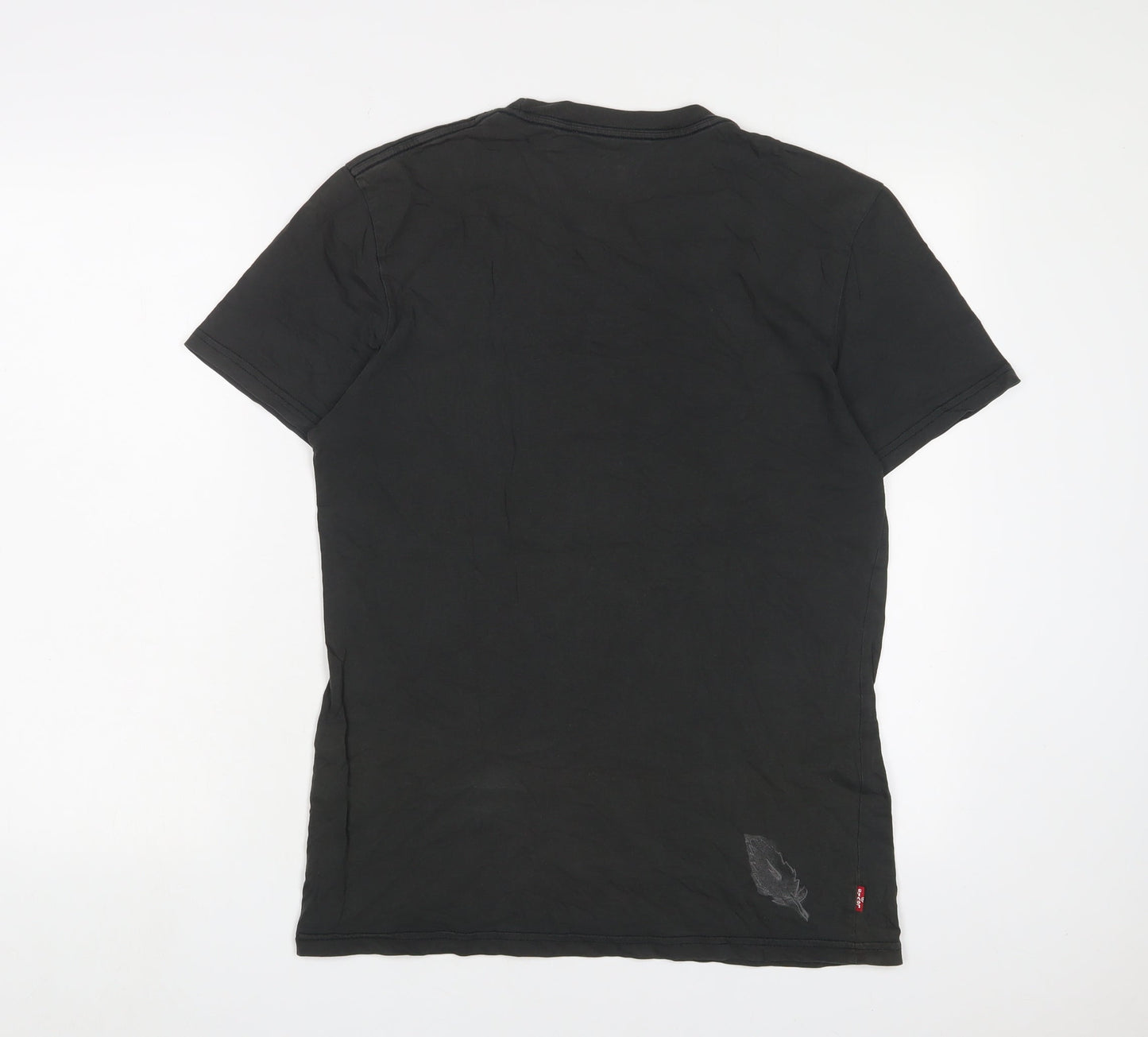 Levi's Mens Grey Cotton T-Shirt Size M Crew Neck - Birds