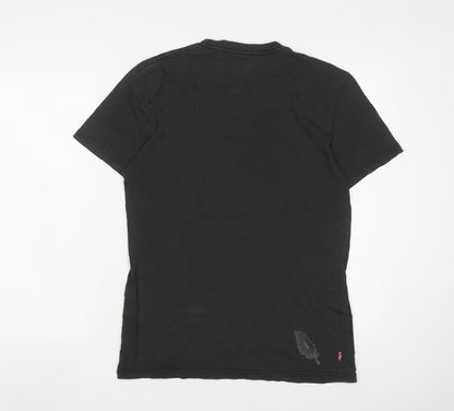 Levi's Mens Grey Cotton T-Shirt Size M Crew Neck - Birds