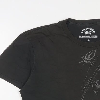 Levi's Mens Grey Cotton T-Shirt Size M Crew Neck - Birds