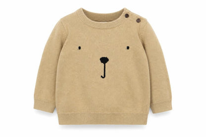 Front view of Gap Baby Brown Cotton jumper, size 6-9, Months Button - Bear