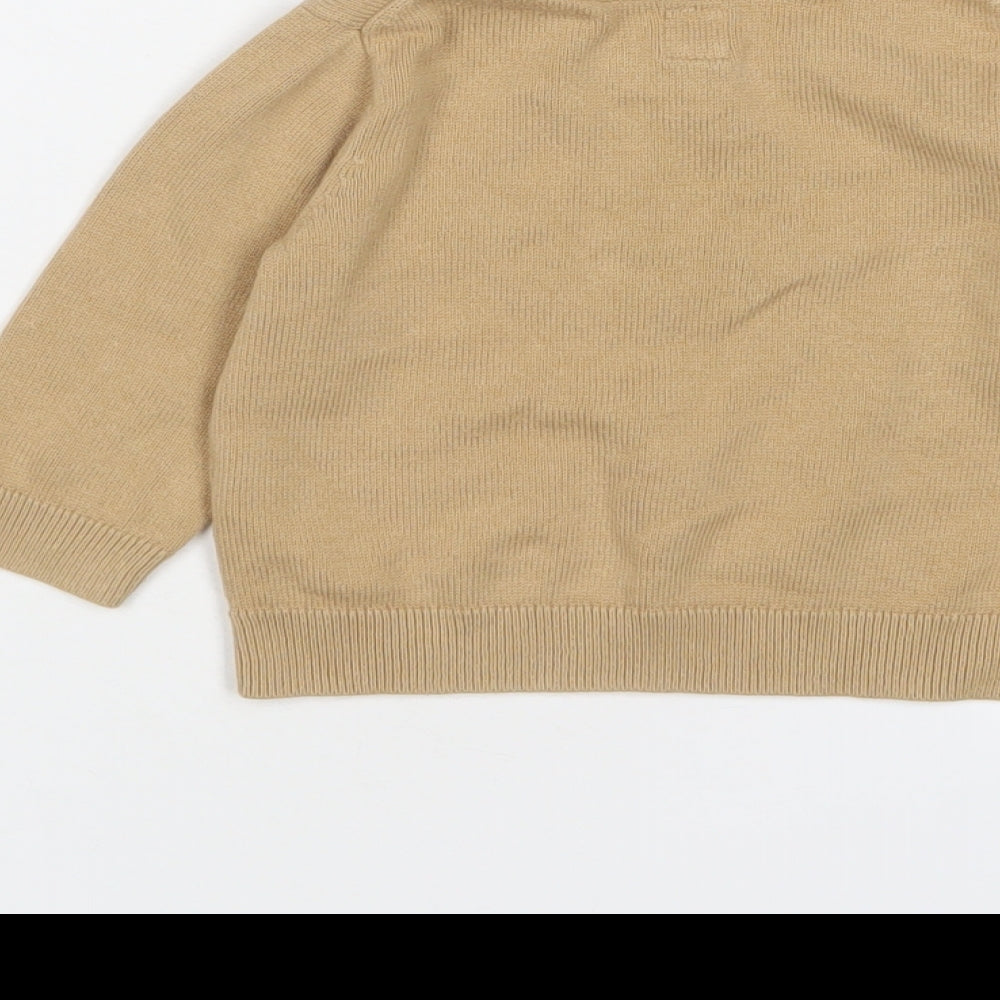 Gap Baby Brown Cotton Pullover Jumper Size 6-9 Months Button - Bear