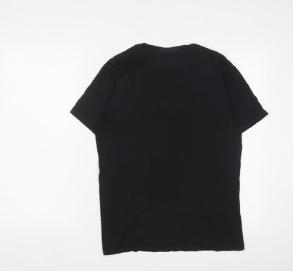 Levi's Womens Black Cotton Basic T-Shirt Size M Crew Neck - Logo