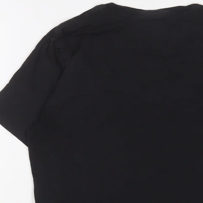 Levi's Womens Black Cotton Basic T-Shirt Size M Crew Neck - Logo