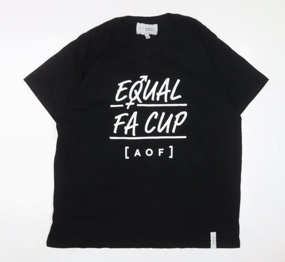 [ AOF ] Mens Black Cotton T-Shirt Size 2XL Crew Neck - Equal FA Cup