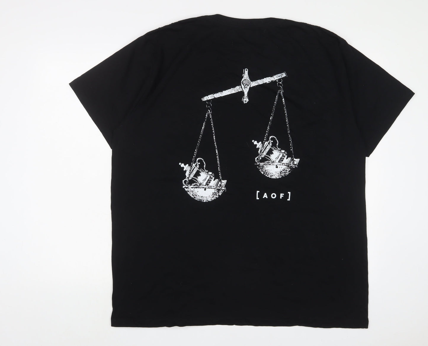 [ AOF ] Mens Black Cotton T-Shirt Size 2XL Crew Neck - Equal FA Cup