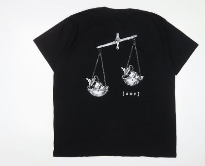 [ AOF ] Mens Black Cotton T-Shirt Size 2XL Crew Neck - Equal FA Cup