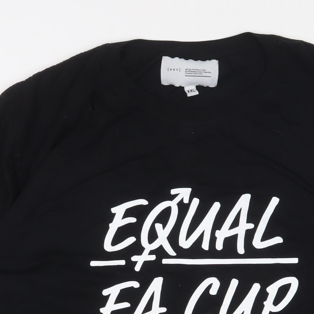 [ AOF ] Mens Black Cotton T-Shirt Size 2XL Crew Neck - Equal FA Cup