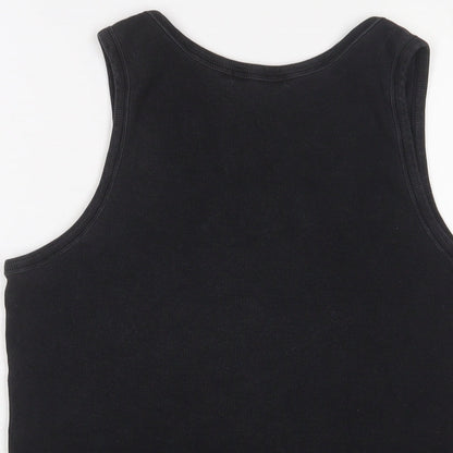 Peter Werth Womens Black Cotton Basic T-Shirt Size M Scoop Neck - Logo, Embroidered