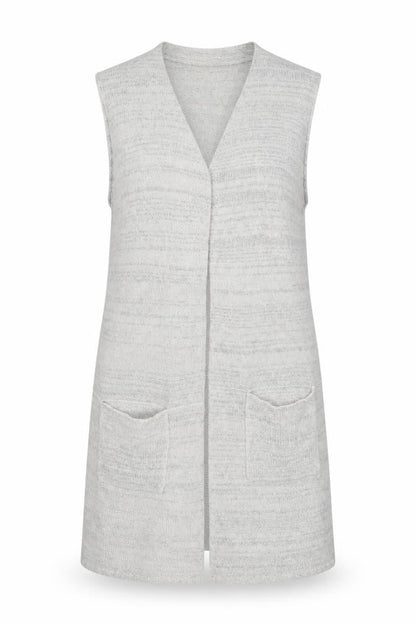 Fransa Womens Grey V-Neck Acrylic Cardigan Jumper Size S - Open