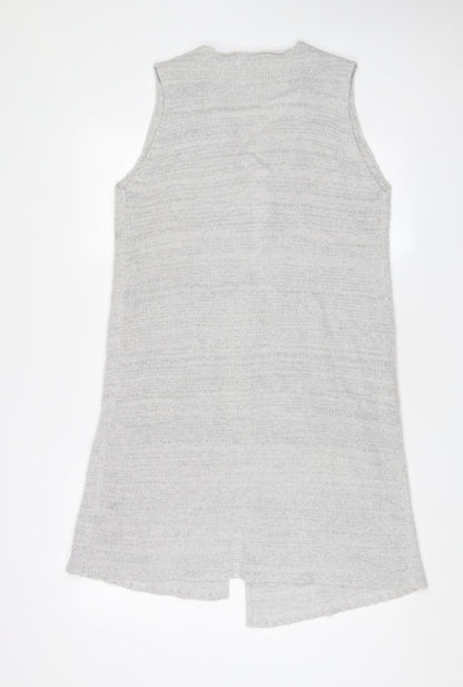 Fransa Womens Grey V-Neck Acrylic Cardigan Jumper Size S - Open
