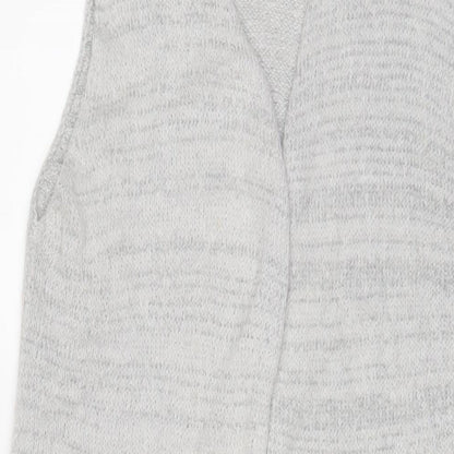Fransa Womens Grey V-Neck Acrylic Cardigan Jumper Size S - Open