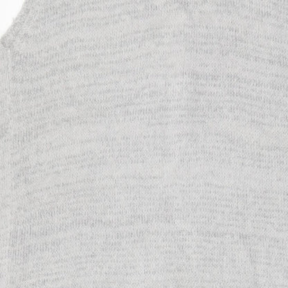 Fransa Womens Grey V-Neck Acrylic Cardigan Jumper Size S - Open