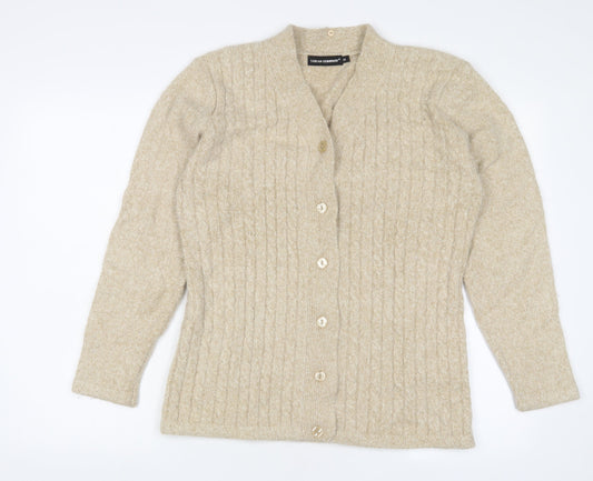 Womens UK Size M Sarah Dunnway Gold Cardigan Jumper