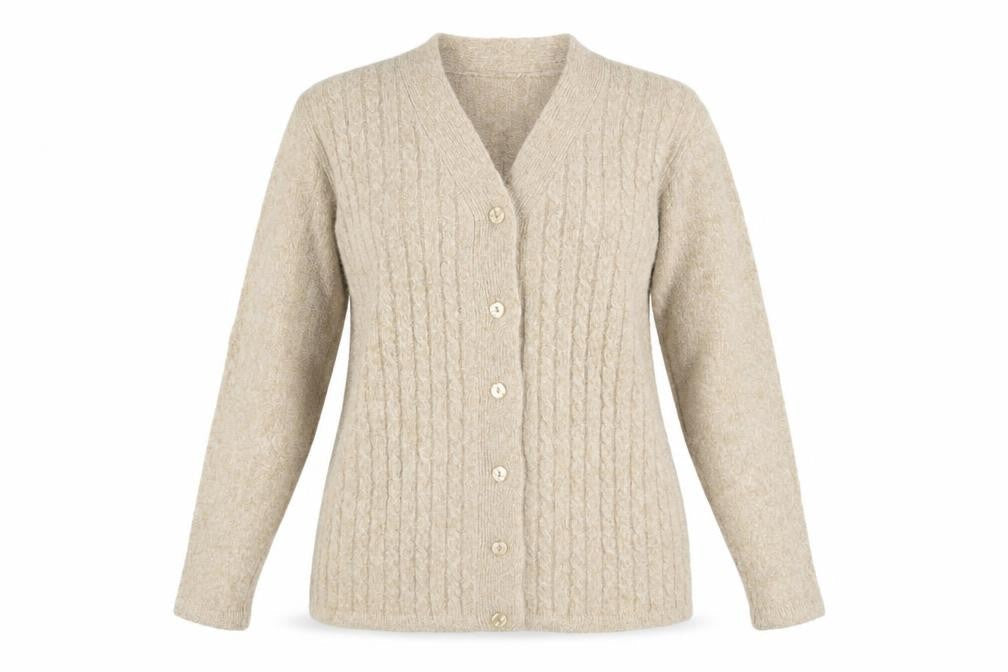 Womens UK Size M Sarah Dunnway Gold Cardigan Jumper