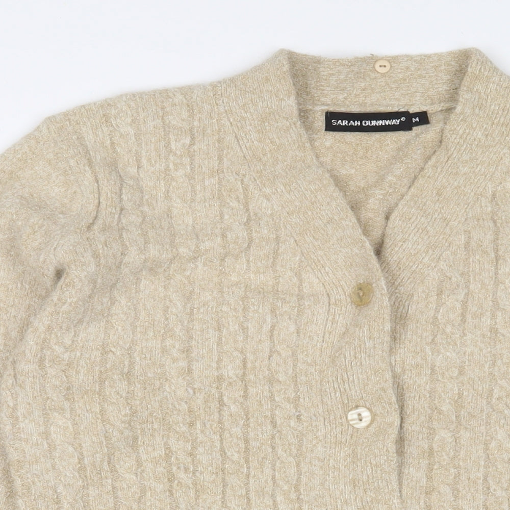 Womens UK Size M Sarah Dunnway Gold Cardigan Jumper