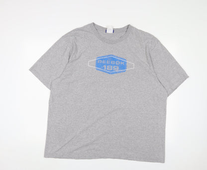 Reebok Mens Grey Polyester T-Shirt Size 2XL Crew Neck - Logo