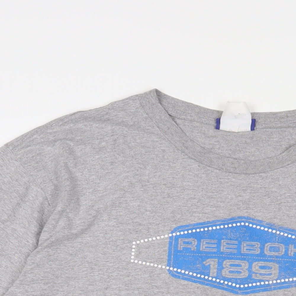 Reebok Mens Grey Polyester T-Shirt Size 2XL Crew Neck - Logo