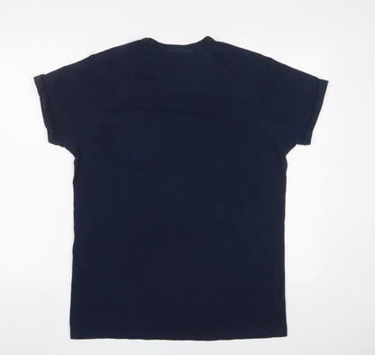 Bewley Ritch Mens Blue Cotton T-Shirt Size L Crew Neck - Logo, Embroidered