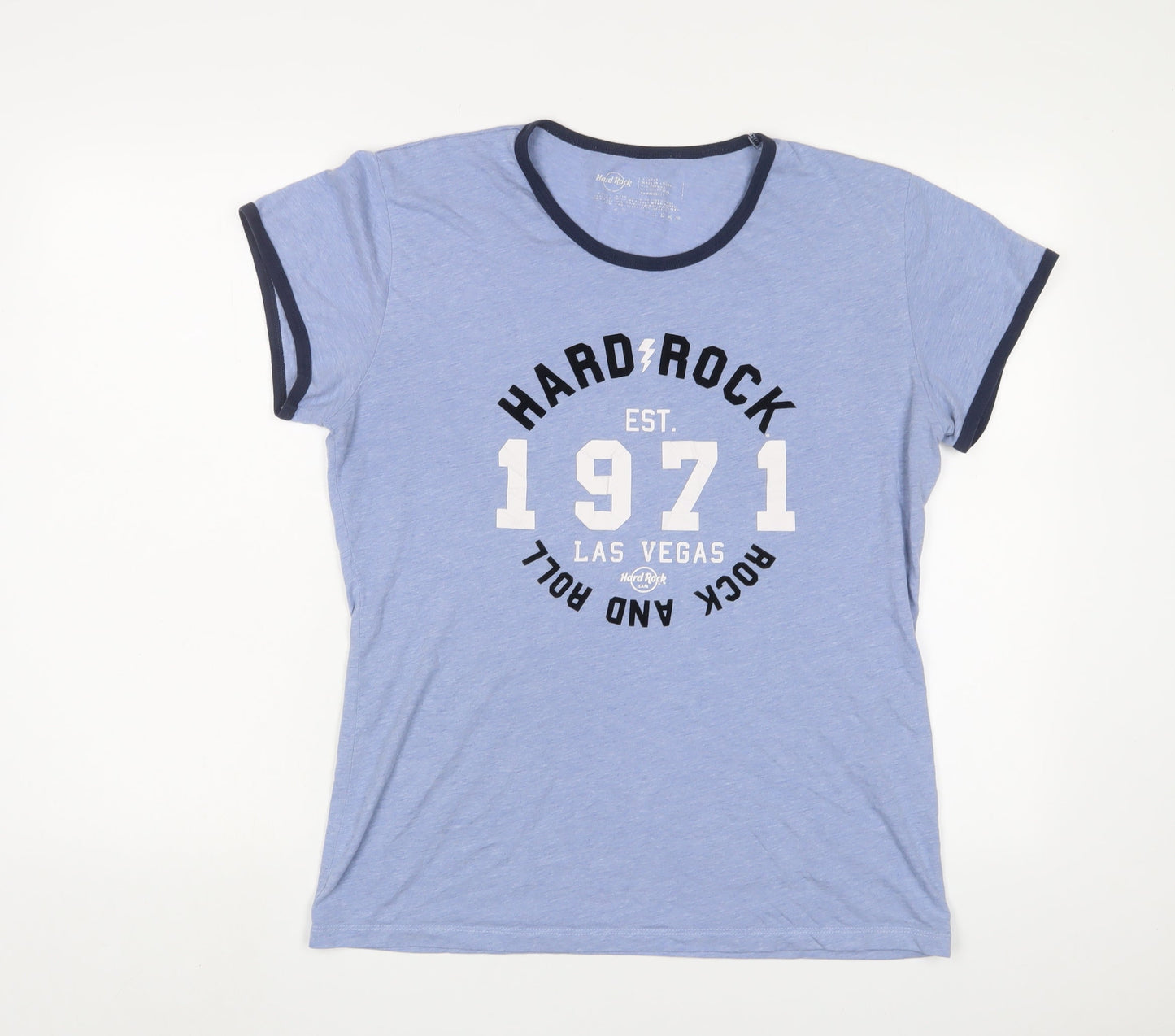 Womens UK Size 14 Hard Rock Blue Basic T-Shirt