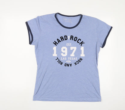 Womens UK Size 14 Hard Rock Blue Basic T-Shirt