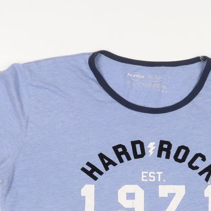 Womens UK Size 14 Hard Rock Blue Basic T-Shirt