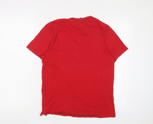 Lee Mens Red Cotton T-Shirt Size S Crew Neck - Logo