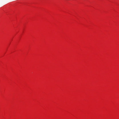 Lee Mens Red Cotton T-Shirt Size S Crew Neck - Logo