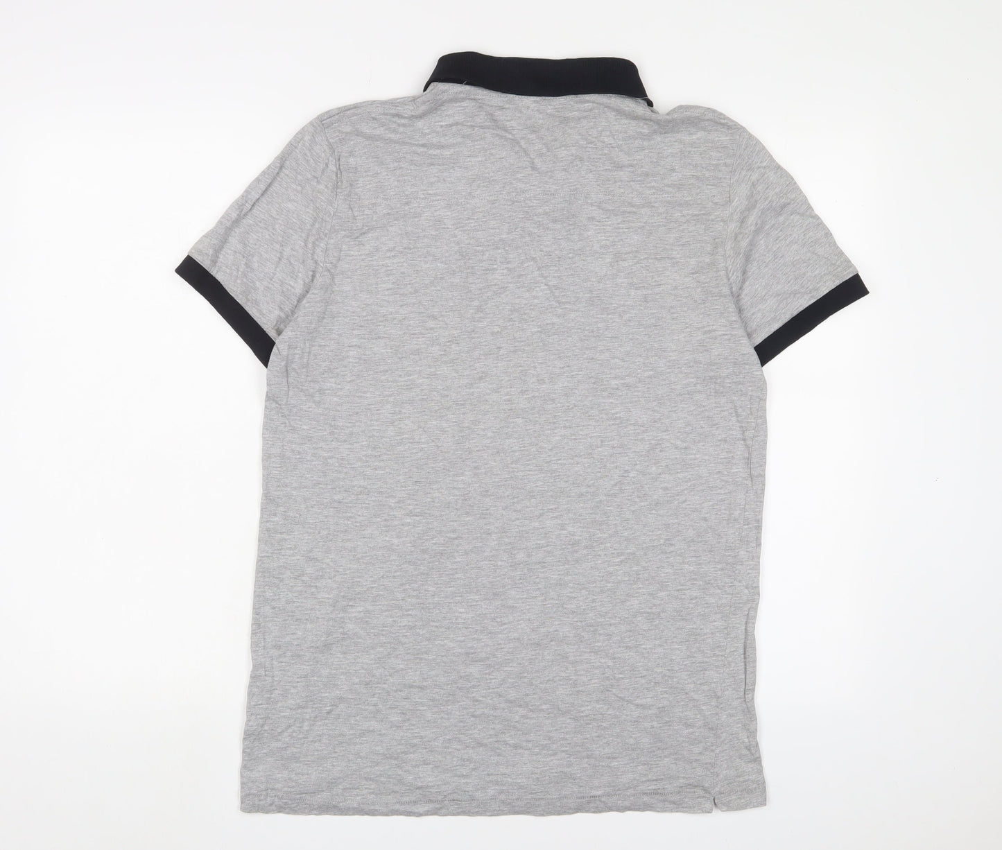 French Connection Womens Grey Cotton Basic Polo Size L Collared - Logo, Embroidered