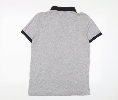 French Connection Womens Grey Cotton Basic Polo Size L Collared - Logo, Embroidered