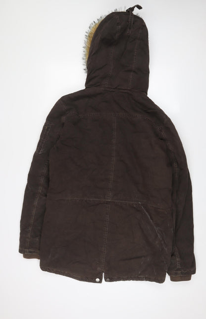 Blend Womens Brown Anorak Coat Size M Zip - Pockets