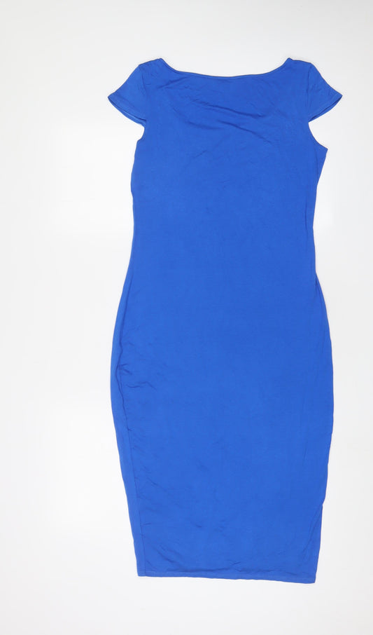 Dorothy Perkins Womens Blue Viscose Bodycon Size 10 Scoop Neck Pullover