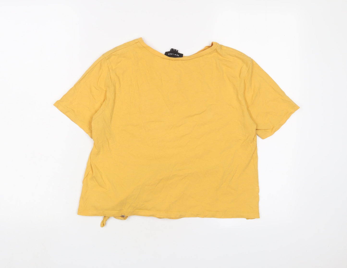 Womens UK Size 8 New Look Yellow Cropped T-Shirt