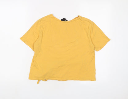 Womens UK Size 8 New Look Yellow Cropped T-Shirt