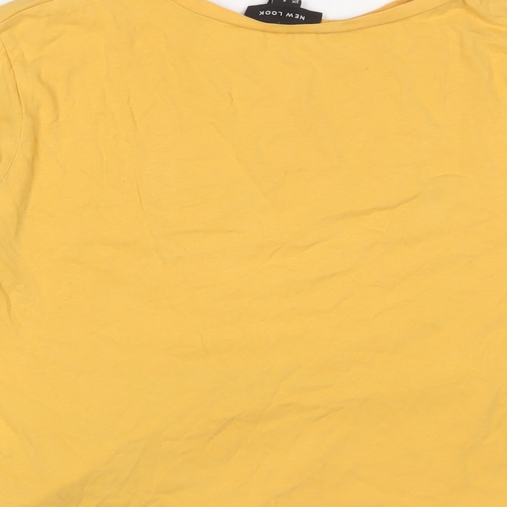 Womens UK Size 8 New Look Yellow Cropped T-Shirt