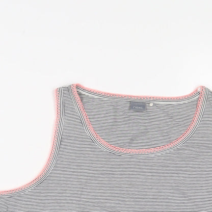 NEXT Girls Black Striped Cotton Basic T-Shirt Size 16 Years Scoop Neck Pullover - Tie Front