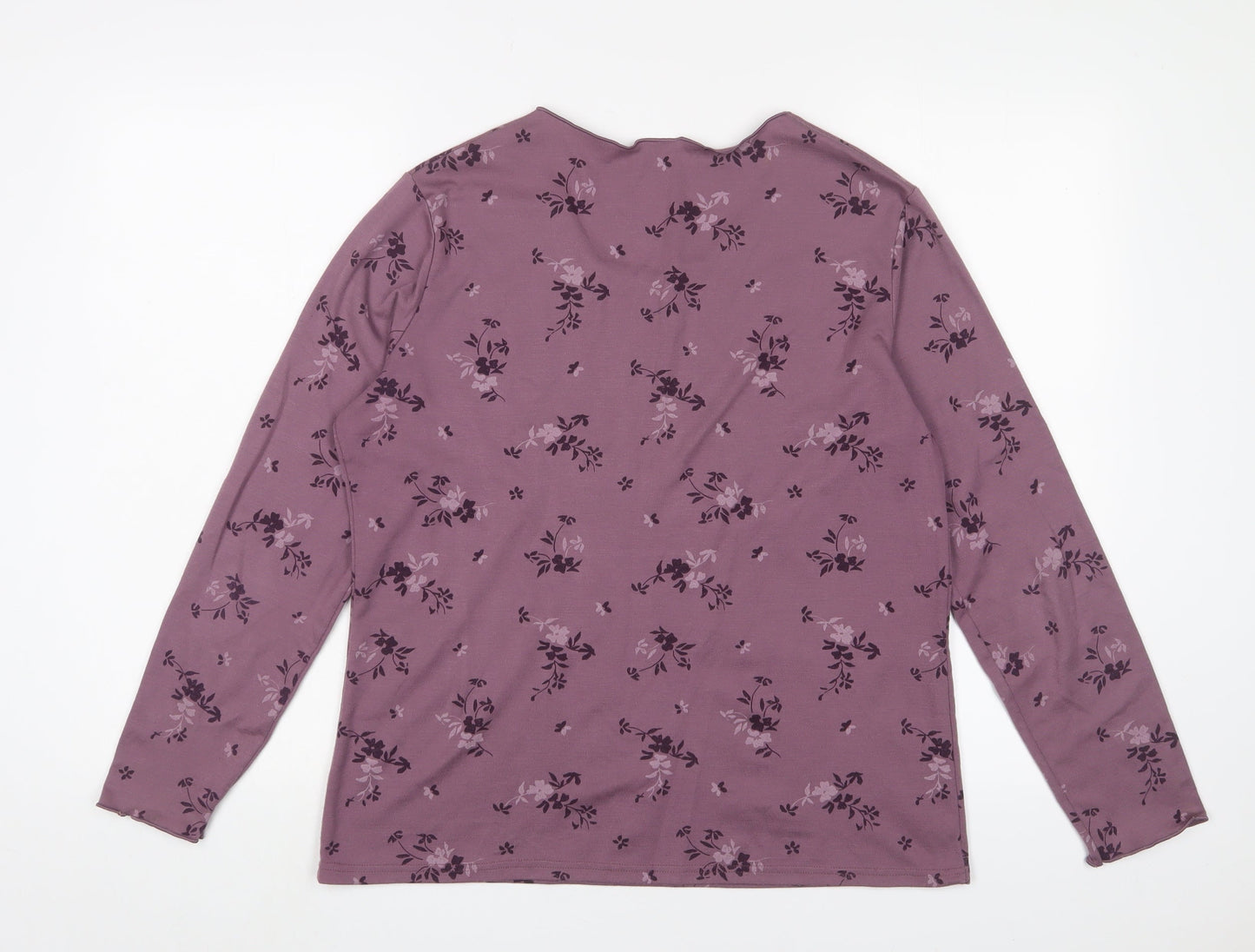 Damart Womens Orange Floral Chlorofibre Basic T-Shirt Size L Scoop Neck