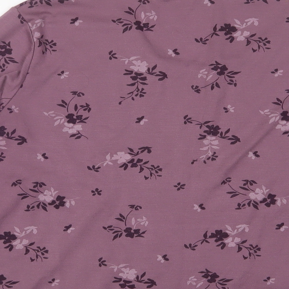 Damart Womens Orange Floral Chlorofibre Basic T-Shirt Size L Scoop Neck