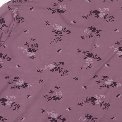 Damart Womens Orange Floral Chlorofibre Basic T-Shirt Size L Scoop Neck